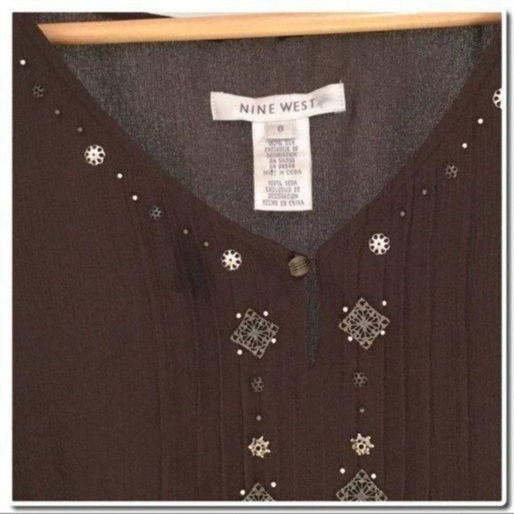 𝅺NINE West Embroidered Tunic with Back Tie - Picture 5 of 5